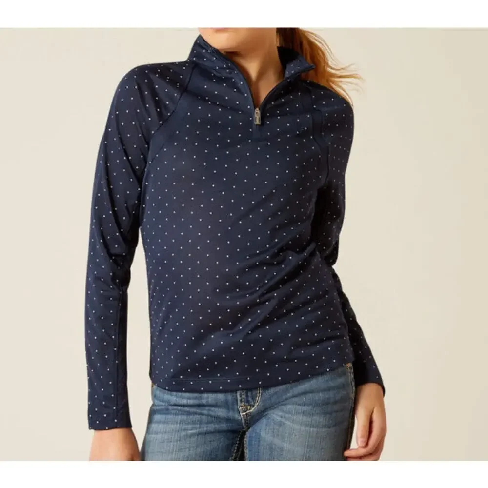 Ariat Ariatek Youth Sunstopper 3.0 Baselayer Equestrian Large 12 Navy Dot NWT